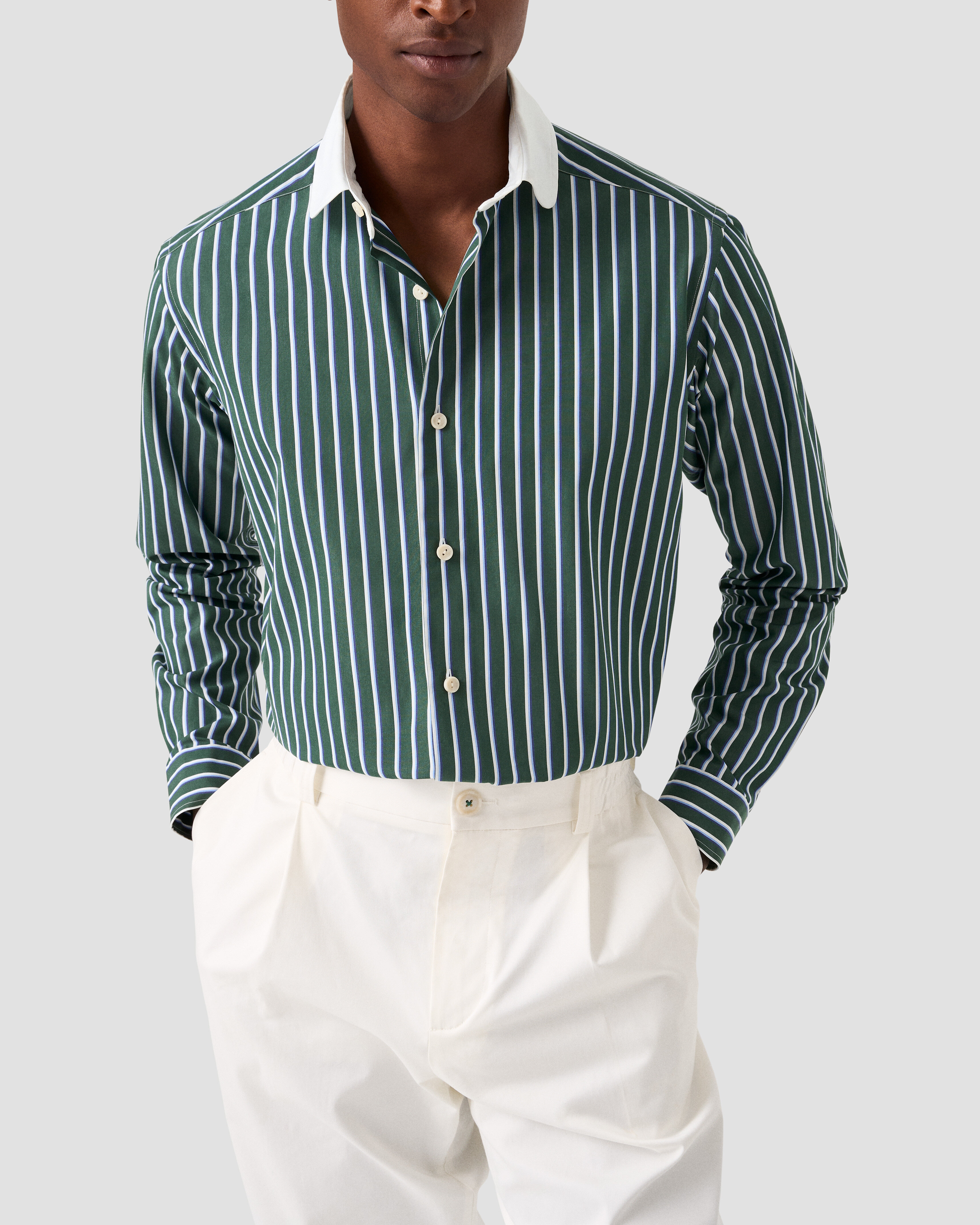 ETON X TRETORN STRIPED CLUB COLLAR SHIRT