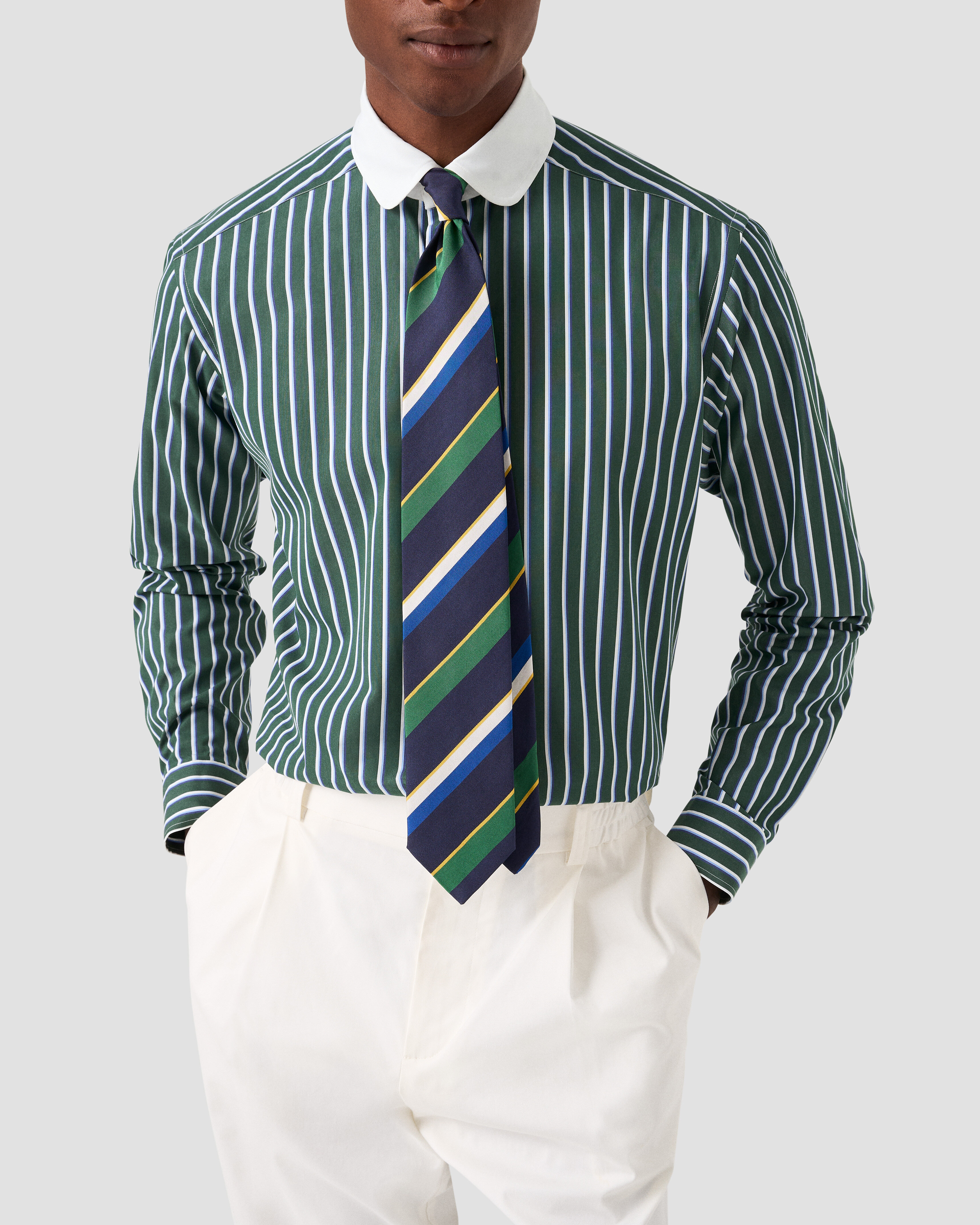 ETON X TRETORN STRIPED CLUB COLLAR SHIRT